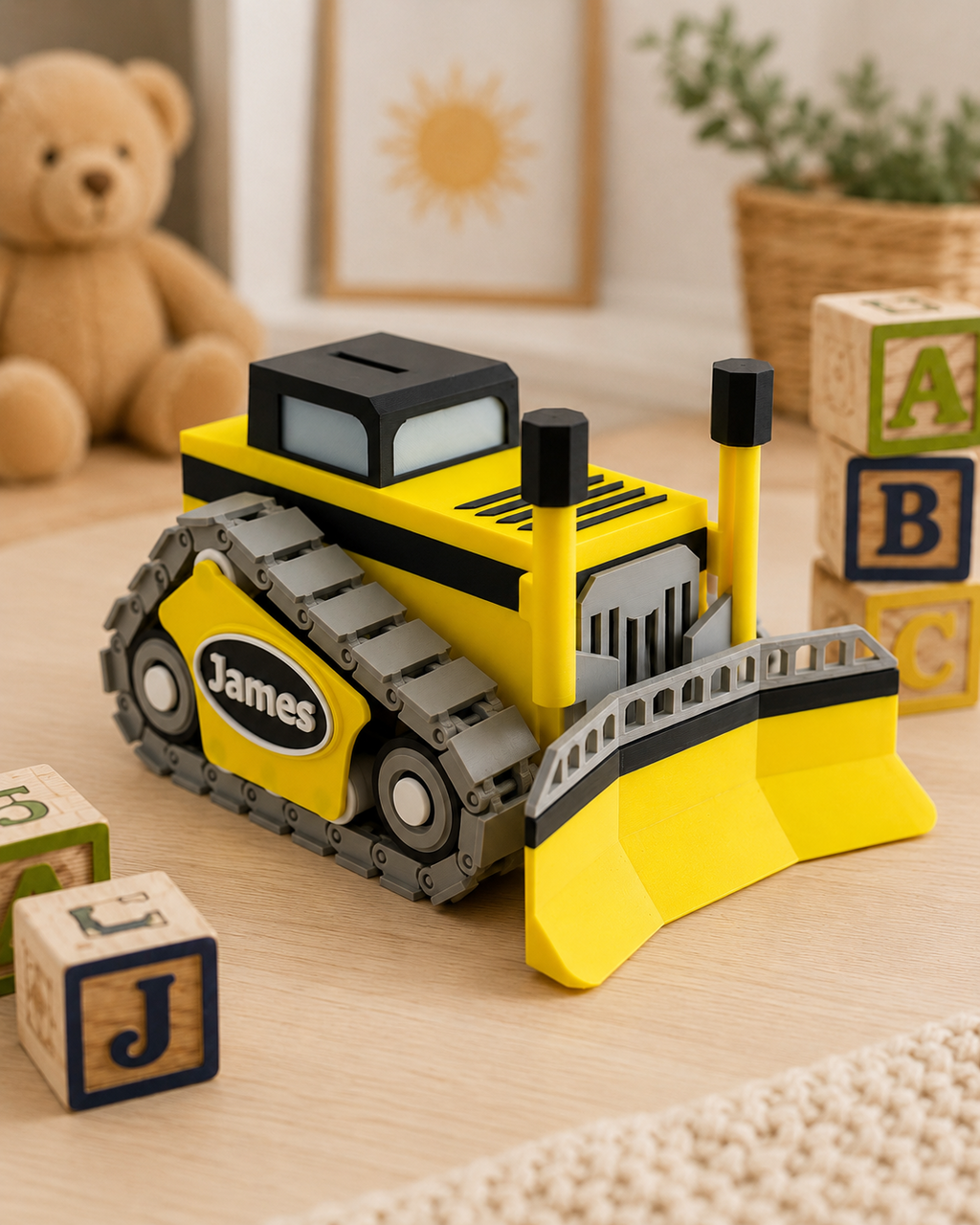 Personalized Bulldozer Piggy Bank