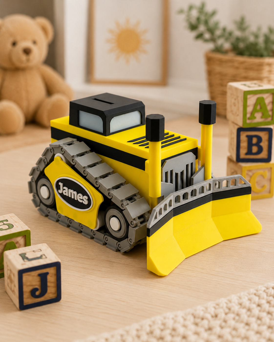 Personalized Bulldozer Piggy Bank