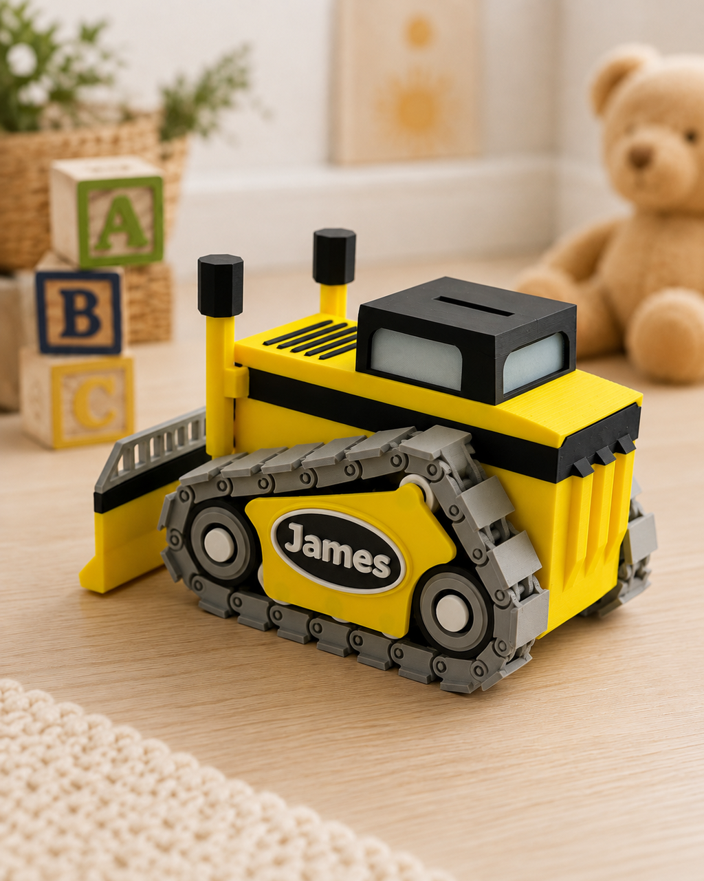 Personalized Bulldozer Piggy Bank