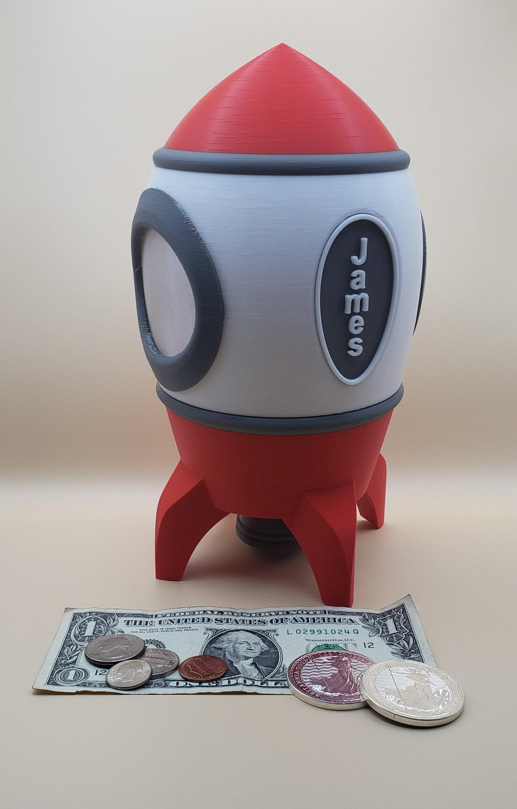 Personalized Rocketship Piggy Bank