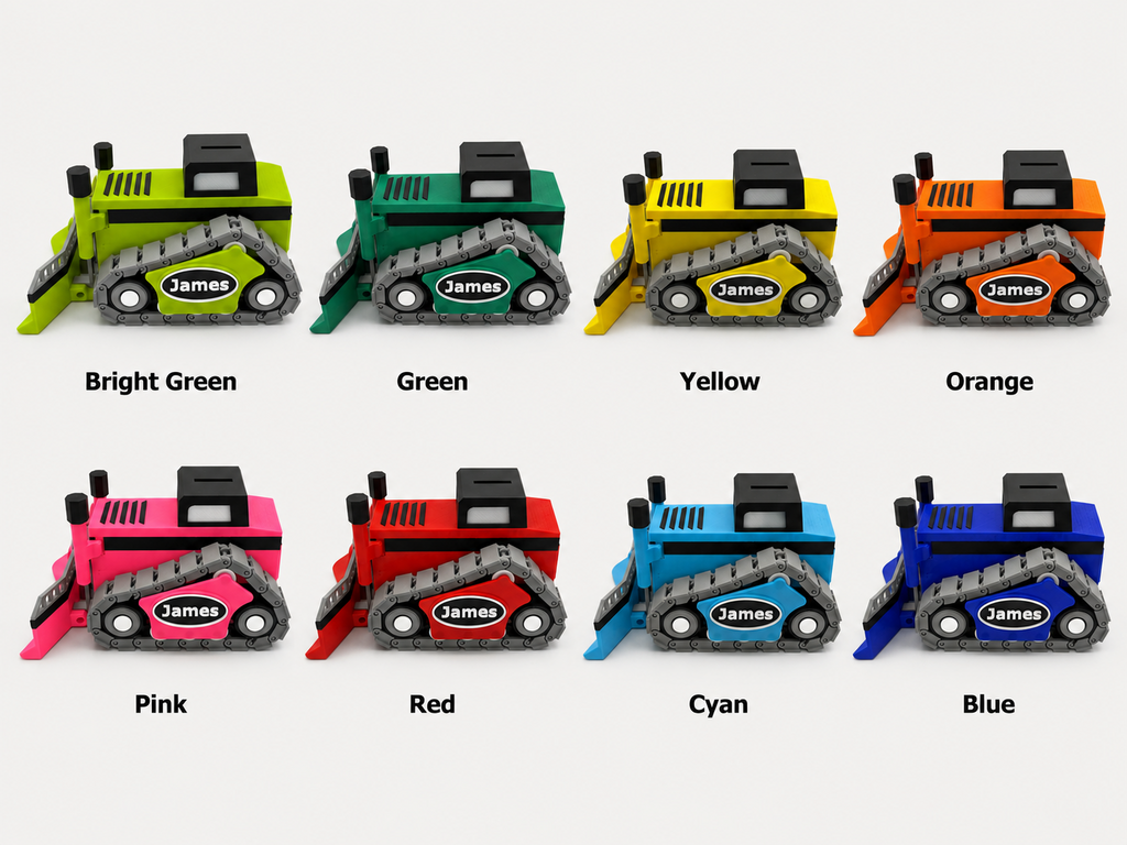 Personalized Bulldozer Piggy Bank